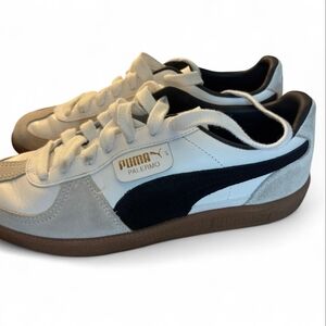 Puma Palermo White, Black & Gray Suede Low-Top Sneakers